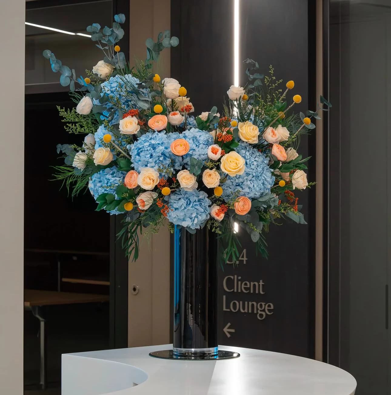light blue bucket flower